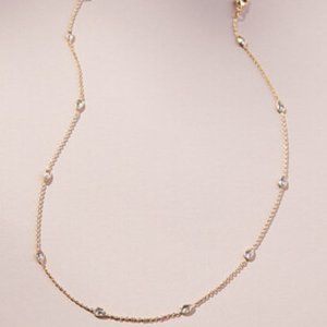 Anthropologie Embellished Gold Necklace w/Cubic Z